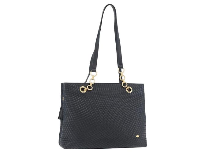 BALLY Borsa a Spalla Trapuntata in Pelle Blu Navy e Oro Auth SW2333A D'oro