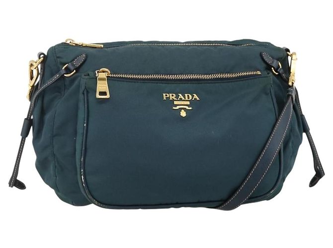 Borsa a Spalla PRADA Nylon Verde Oro Auth YKZ1088 D'oro