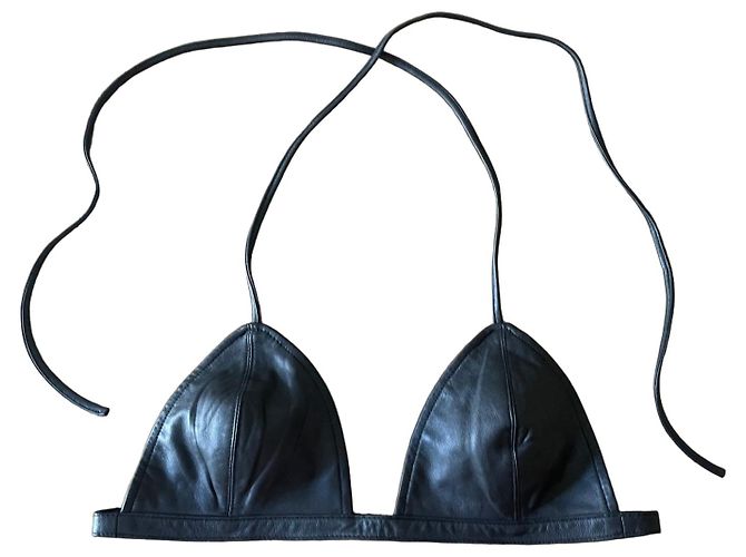 Autre Marque Schwarzes Leder-Dreieckstop oder Bralette Gr. S Neu
