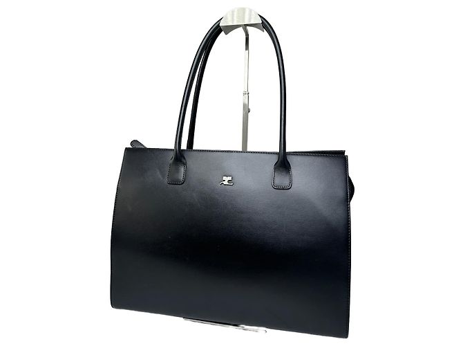 Courreges Tote structuré en cuir vintage Courrèges noir