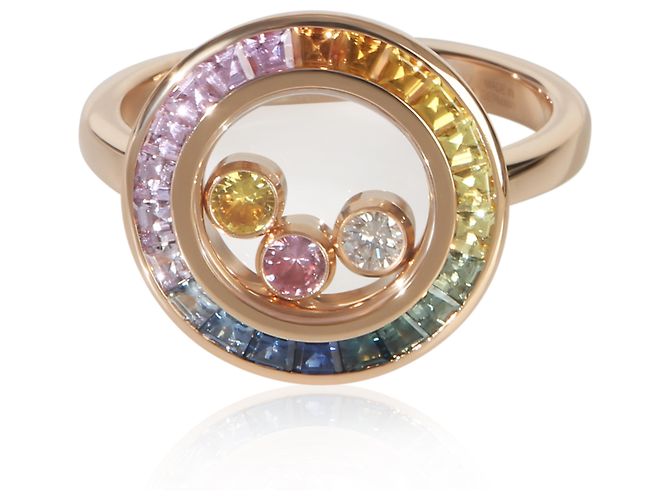 Chopard Happy Diamond Ring aus Roségold, Saphir und Diamant
