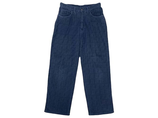 Pantaloni in cotone monogramma Zucca blu navy Fendi