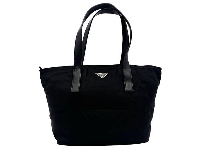 Borsa a spalla mini in nylon tessuto nero Prada