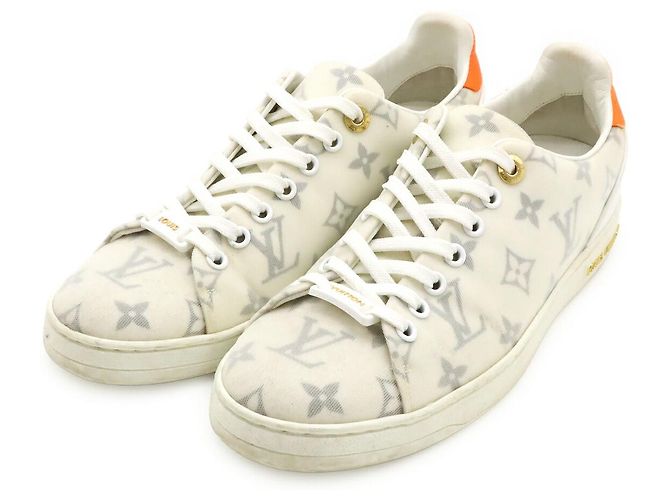 Sneaker aus Monogrammstoff der Frontrow-Linie von Louis Vuitton Weiß Orange