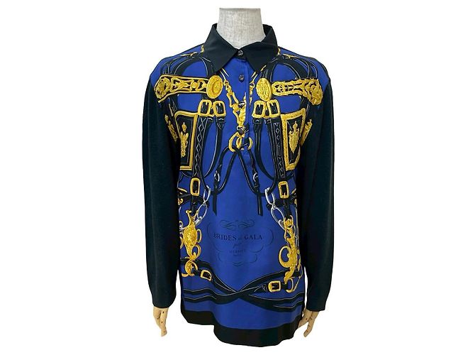 Hermès Camicia in seta, cashmere e cotone Bride de Gala di Hermes Nero Blu