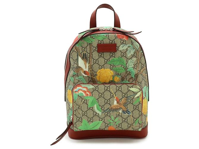 Gucci Tian GG Supreme Rucksack Rot Mehrfarben Beige