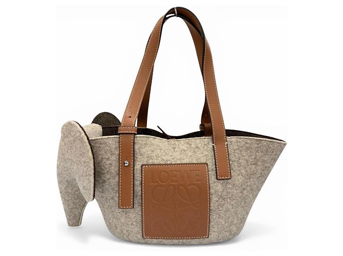 Bolsa de mão em couro feltro em forma de elefante Loewe Marrom