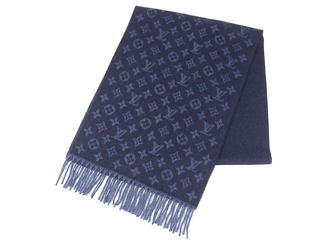 Cachecol de cashmere e lã Monogram gradiente Louis Vuitton Azul marinho