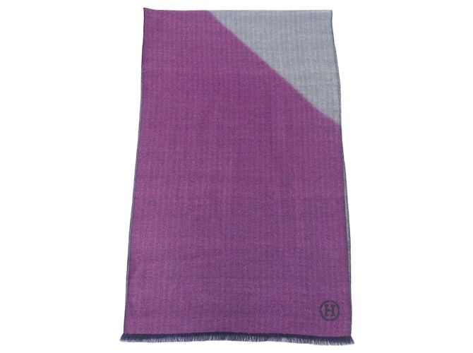 Sciarpa in cashmere Hermès in blu navy e viola Porpora