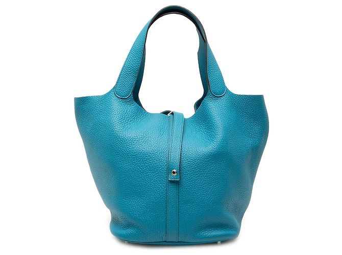 Hermès Picotin Lock 26 em Couro Clemence Azul Turquesa