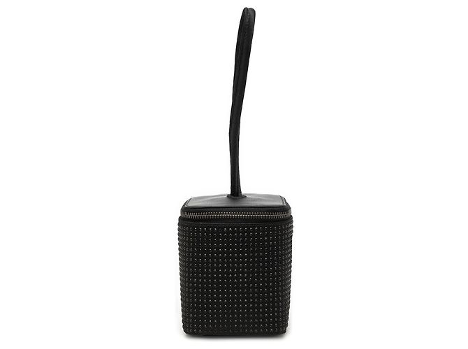 Bolsa de vaidade de couro preto com studs Gucci