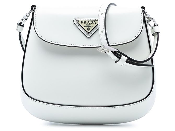 Bolso Cleo mini de cuero cepillado blanco Prada