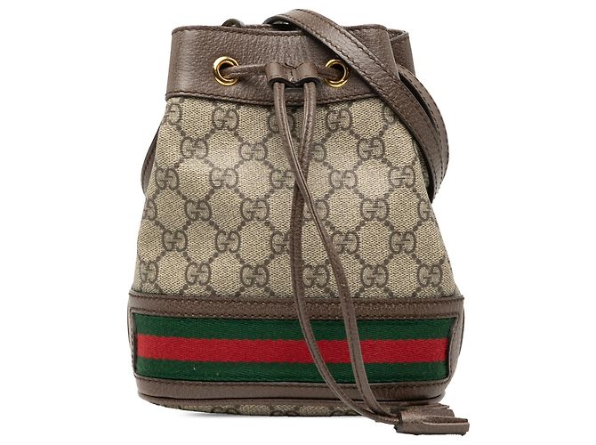Borsa a secchiello Ophidia Mini GG Supreme Web beige di Gucci