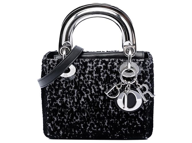 Dior Mini in Tessuto Lame Nero Lady Dior
