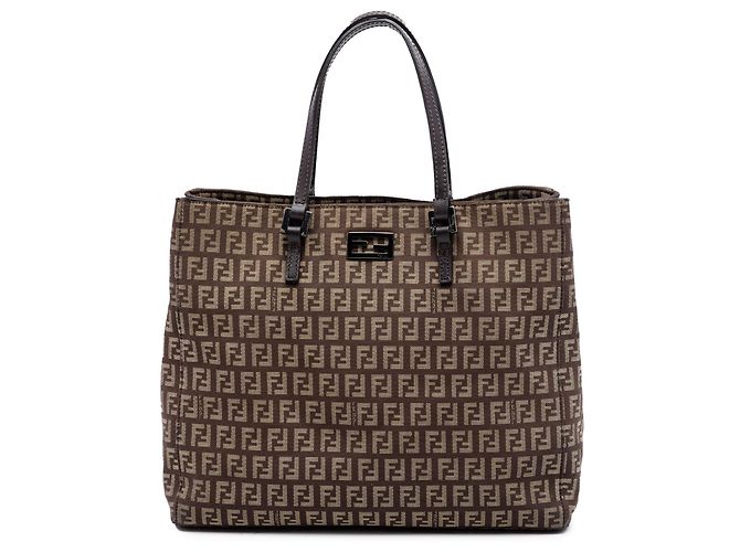 Fendi Braune Zucchino Canvas Tote Dunkelbraun