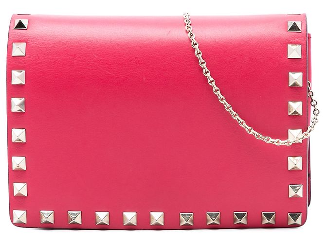 Valentino Pink Leather Rockstud Kettenbeutel