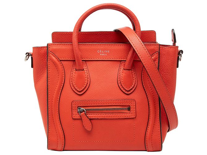 Luggage Céline Celine Arancione Nano Borsa da Viaggio in Pelle