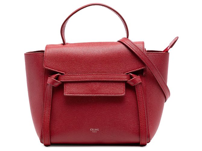 Belt Bag Céline Bolsa de cinto em couro de bezerro granulado vermelho Nano Celine
