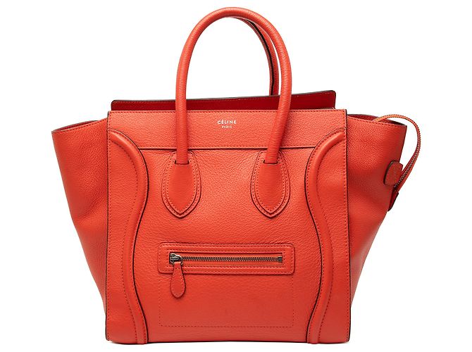Luggage Céline Celine Mini Tote de Cuero Naranja