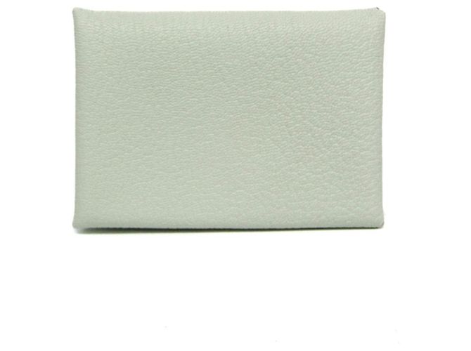 Hermès Hermes Calvi Duo Chevre Leather Card Case Light green