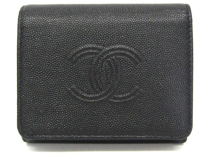 Portafoglio tri-fold da donna Chanel Coco Mark in nero