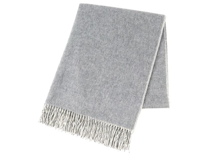 Xale de cashmere cinza de dois lados Hermès Marrom