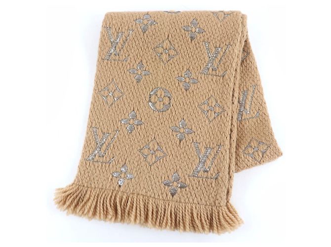 Cachecol Logomania Shine Louis Vuitton Bege