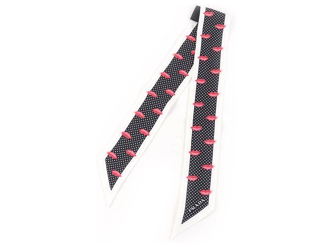 Bufanda delgada de seda estampada Prada Negro Blanco 