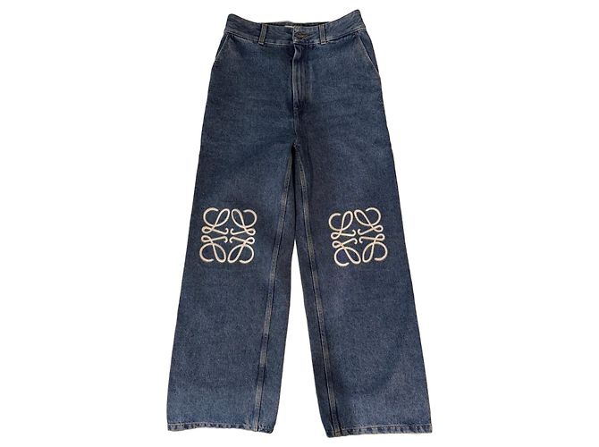 Jeans a gamba larga ricamati Anagram Loewe Blu