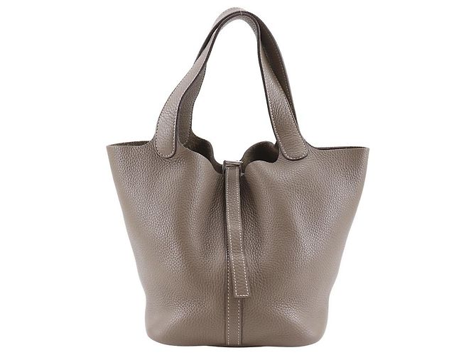 Bolsa Hermès Picotin MM em Taurillon Clémence Marrom