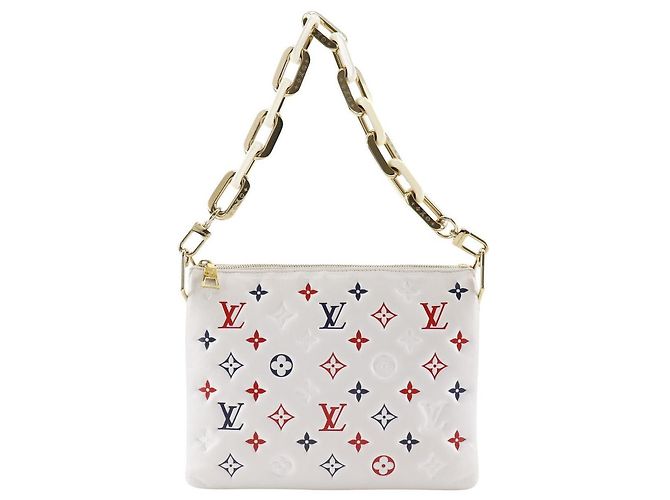 2-in-1 Coussin PM Monogram Lammleder Tasche Louis Vuitton Weiß Rot Marineblau