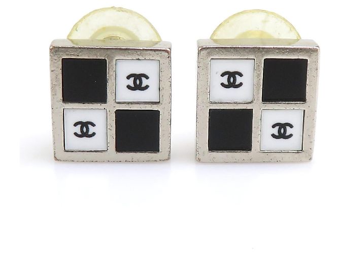 Orecchini in metallo Chanel Nero Argento Bianco