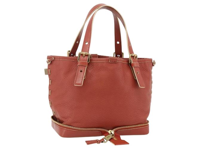 Chloé Borsa a mano Chloe Ellen in pelle rossa e oro Auth BA12010A Rosso D'oro