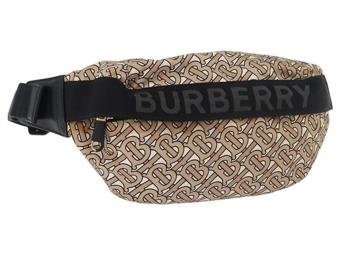 Borsa a corpo BURBERRY in nylon beige oro Auth mr2305A D'oro