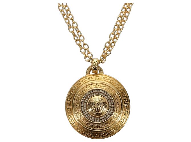 Collar Gianni Versace de metal dorado Auth BA12056V