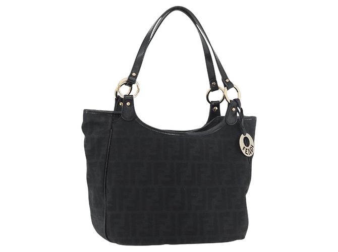 FENDI Zucca Canvas Tote Bag Gold Black Auth ka3940 Golden