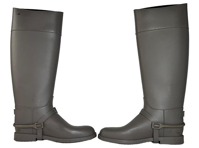 Vintage Givenchy Rubber Riding Boots Taupe EU37 Grey