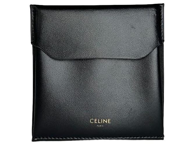 Céline Celine Leather Flat Pouch Black
