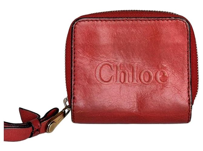 Chloé Vintage Chloe Leather Wallet / Card Holder Red