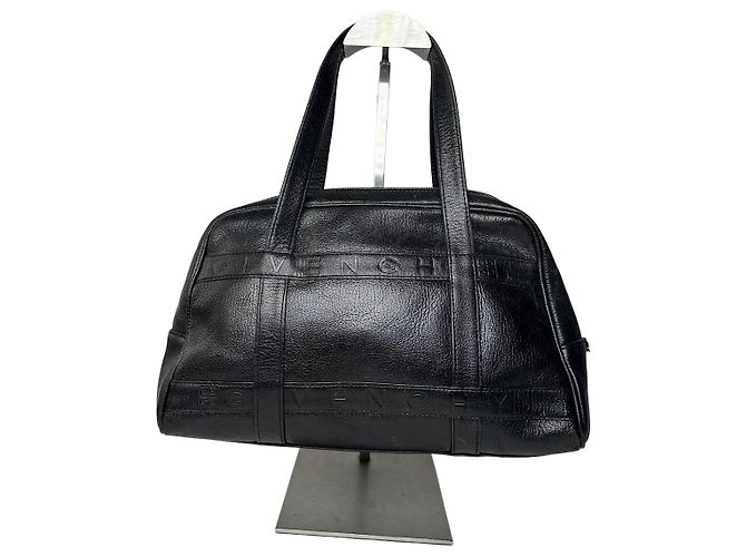Vintage Givenchy 4G geprägte Leder Bowling-Handtasche schwarz