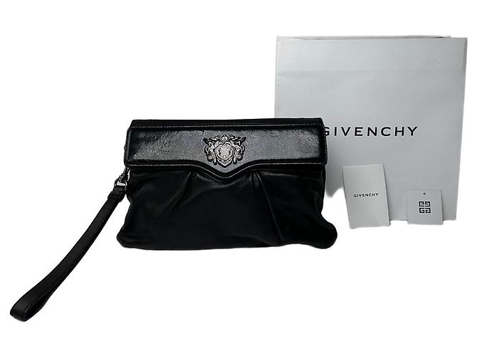 Clutch in pelle vintage Givenchy Avantgarde nera Nero