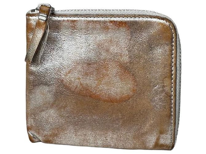 Comme Des Garcons Vintage Comme Des Garçons Silver Edge Leather Zip Card Holder Silver Bronze