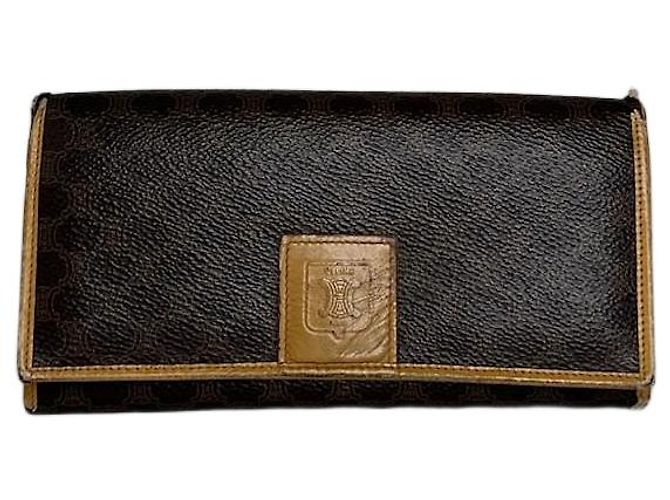 Céline Portefeuille long en toile enduite monogramme Macadam Triomphe de Celine Paris vintage marron tan 