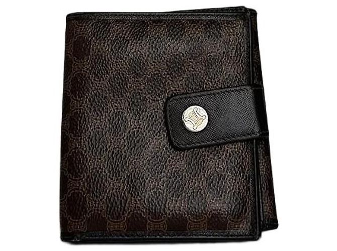 Céline Vintage Celine Triomphe Monogram Coated Canvas Bifold Wallet Brown