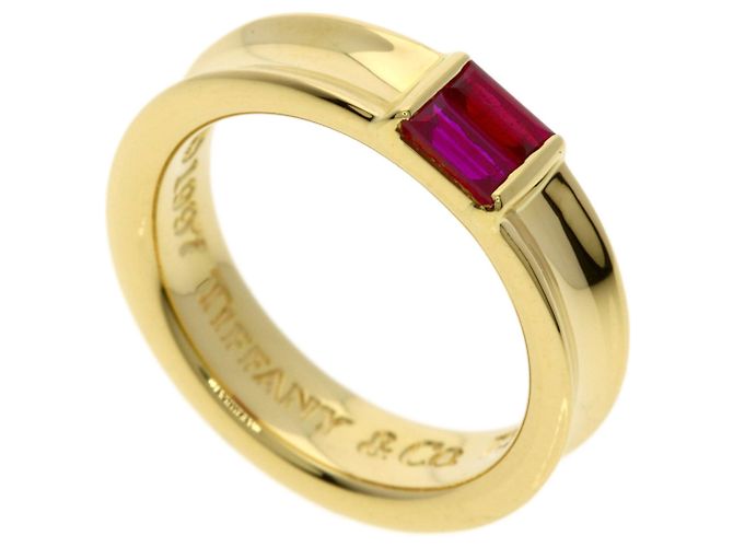 Tiffany & Co. 18K Yellow Gold Stacking Ruby Ring