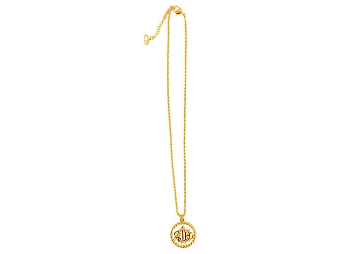 Collier pendentif logo plaqué or Dior
