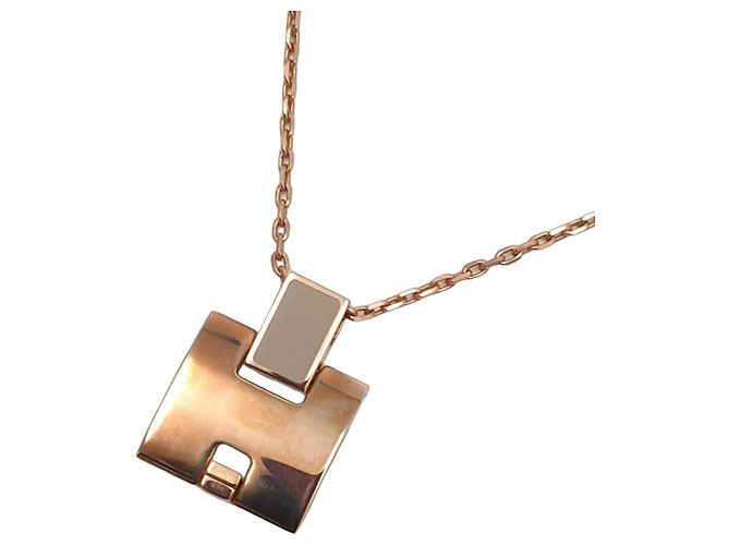 Hermès Collier HERMES Eileen, marron glacé, or rose 