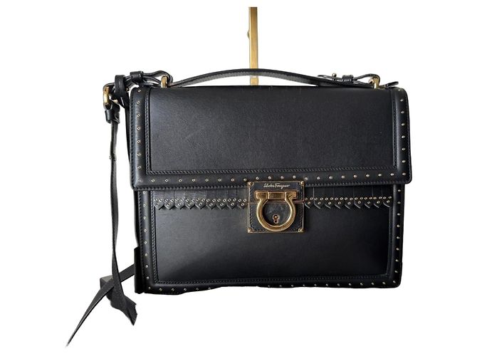 Borsa Salvatore Ferragamo Gancini in pelle nera Nero