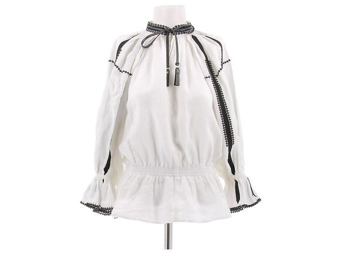 Louis Vuitton Bluse aus Leinen Weiß Größe 34