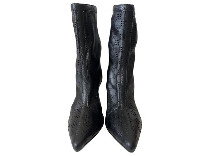 IRO black perforated leather ankle boots